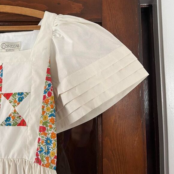 Rare $658 O Pioneers Jemima Beautiful Cotton Patchwork Quilt Cottage Dress Small - Picture 3 of 7